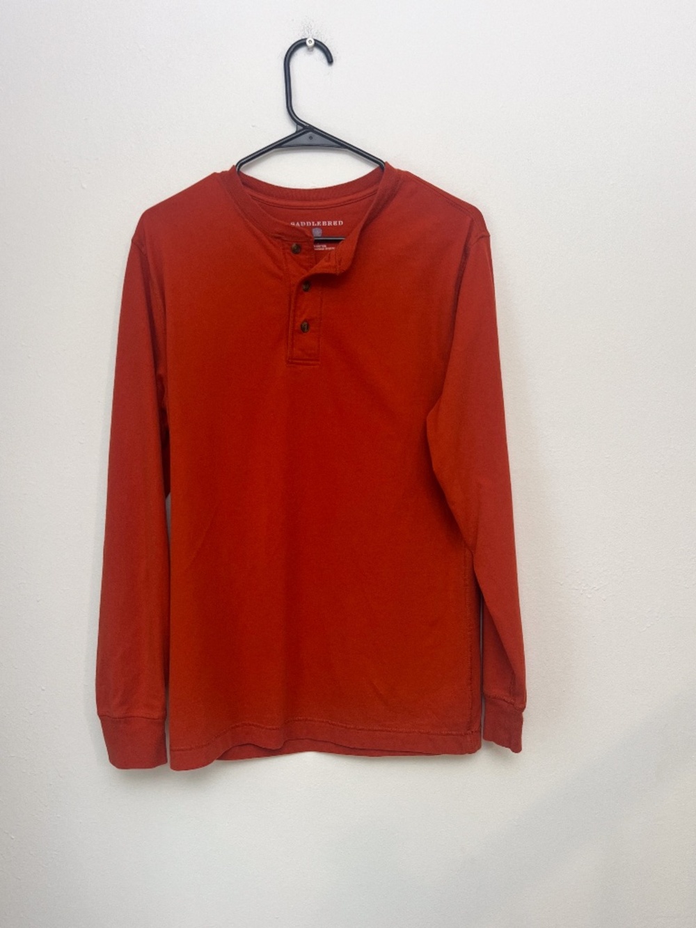 Saddlebred Orange 100% Cotton Long Sleeve Henley Shirt Men's | cabincore outdoor